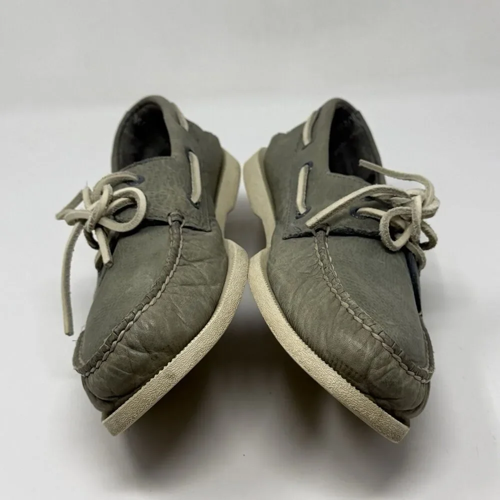 Sperry Top Sider Daytona Boat Shoes Mens 9.5 M Green Leather 2 Eye Preppy